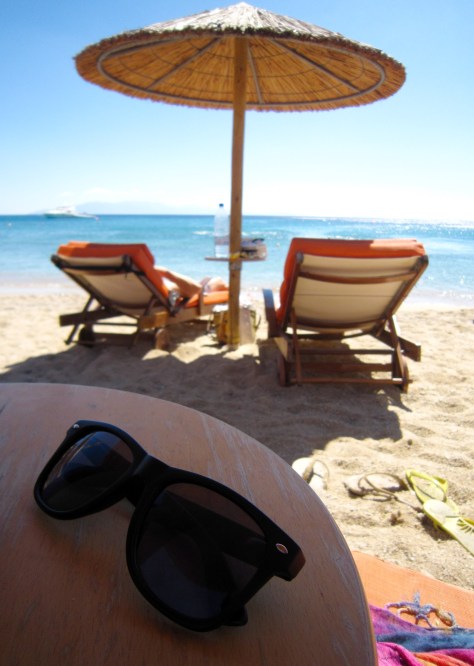 The first of many days of lazing around on the beach. We love the Greek Isles!