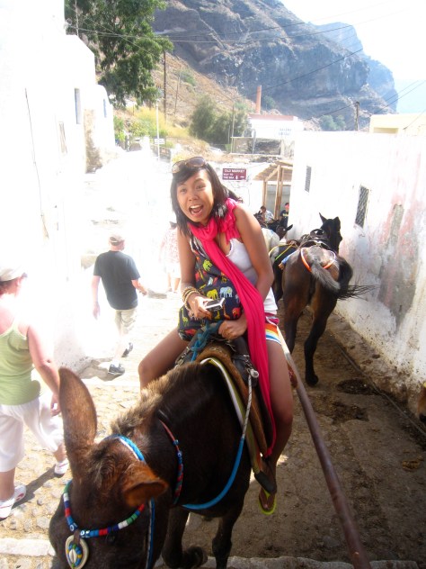 Donkey ride up to Fira