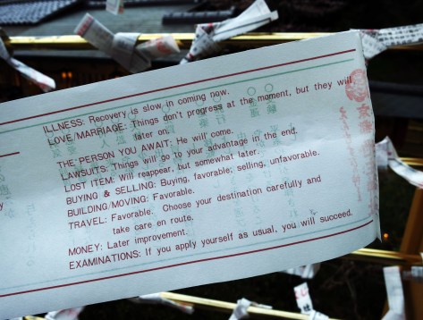 When I came across an English fortune in one of the temples, I pounced on it right away.