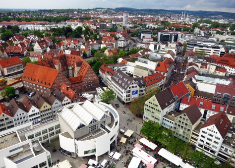 Bird's eye view of the town of Ulm