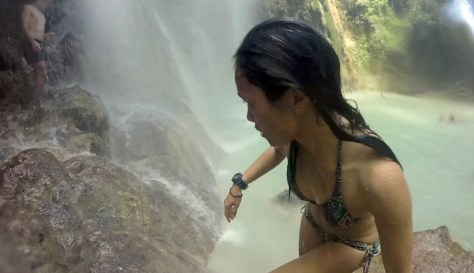 This tucked-away waterfall was a giant playground for water babies. We spent all our time splashing around, climbing the rocks to go deeper behind the waterfall. 