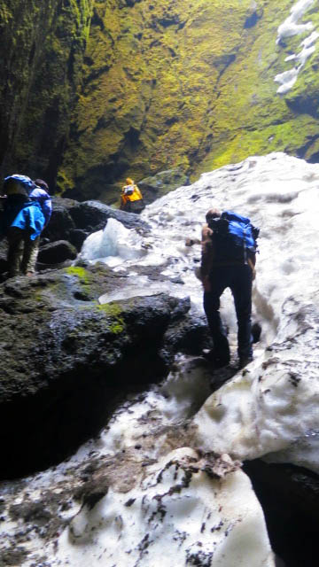 Get through the ice,  and discover a waterfall!