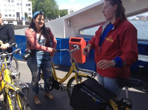 Catching our breath while listening to a quick rundown of our itinerary whilst in the ferry.